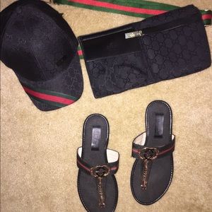 Hat fanny pack and flip flops